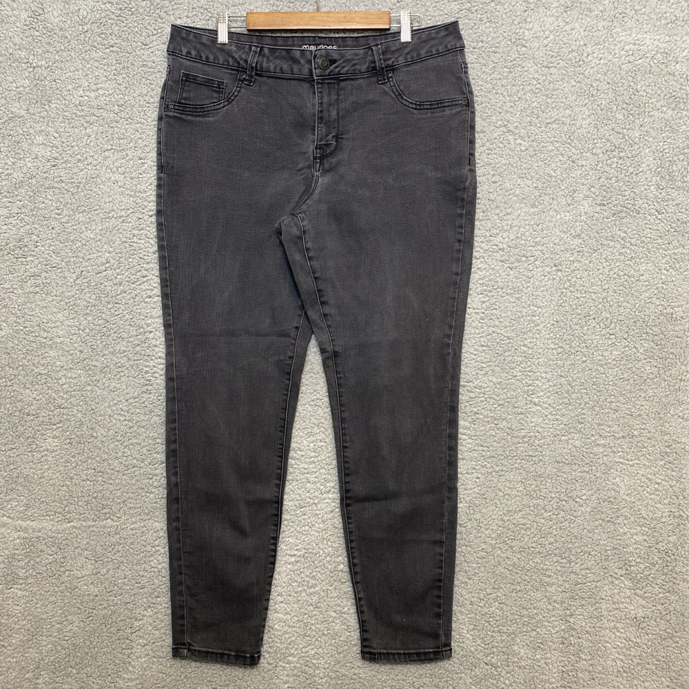 Maurices Jeans Women 18W Reg Black Denim Light Wash Skinny Stretch Comfort